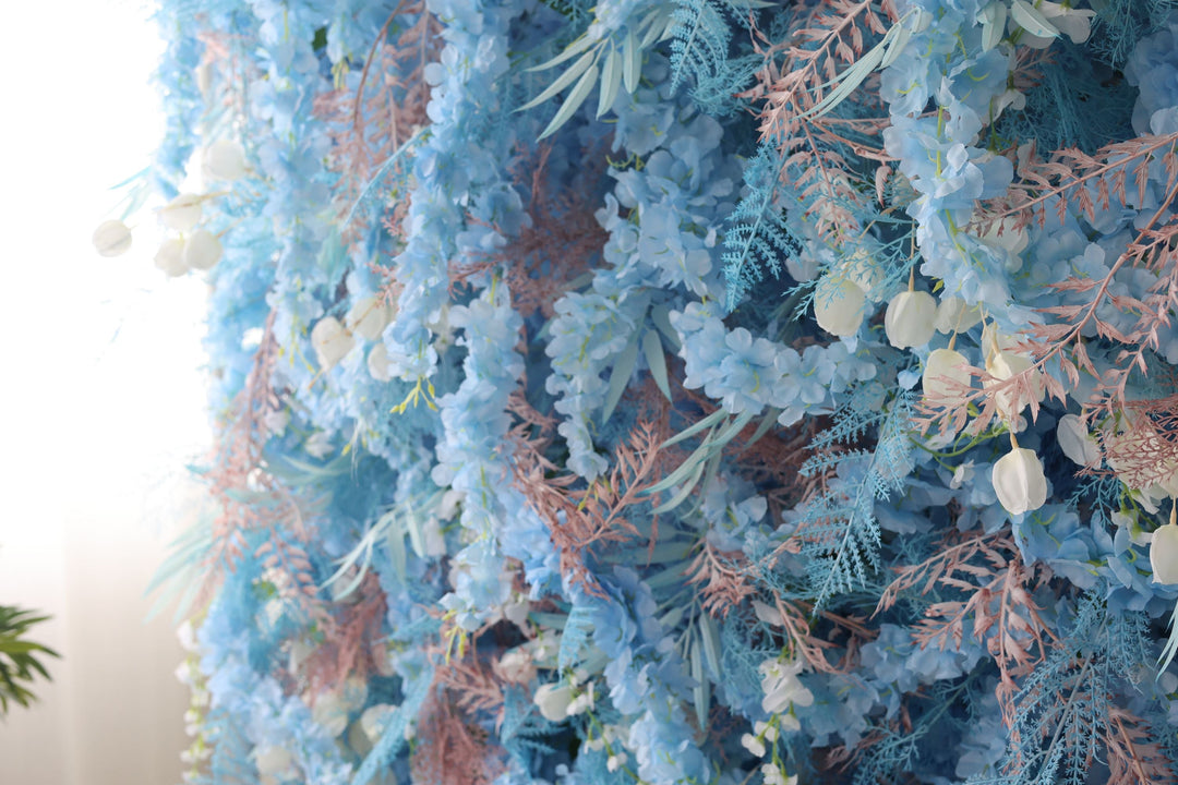 Blue Mixed Grass Wall, Artificial Flower Wall, Wedding Party Backdrop