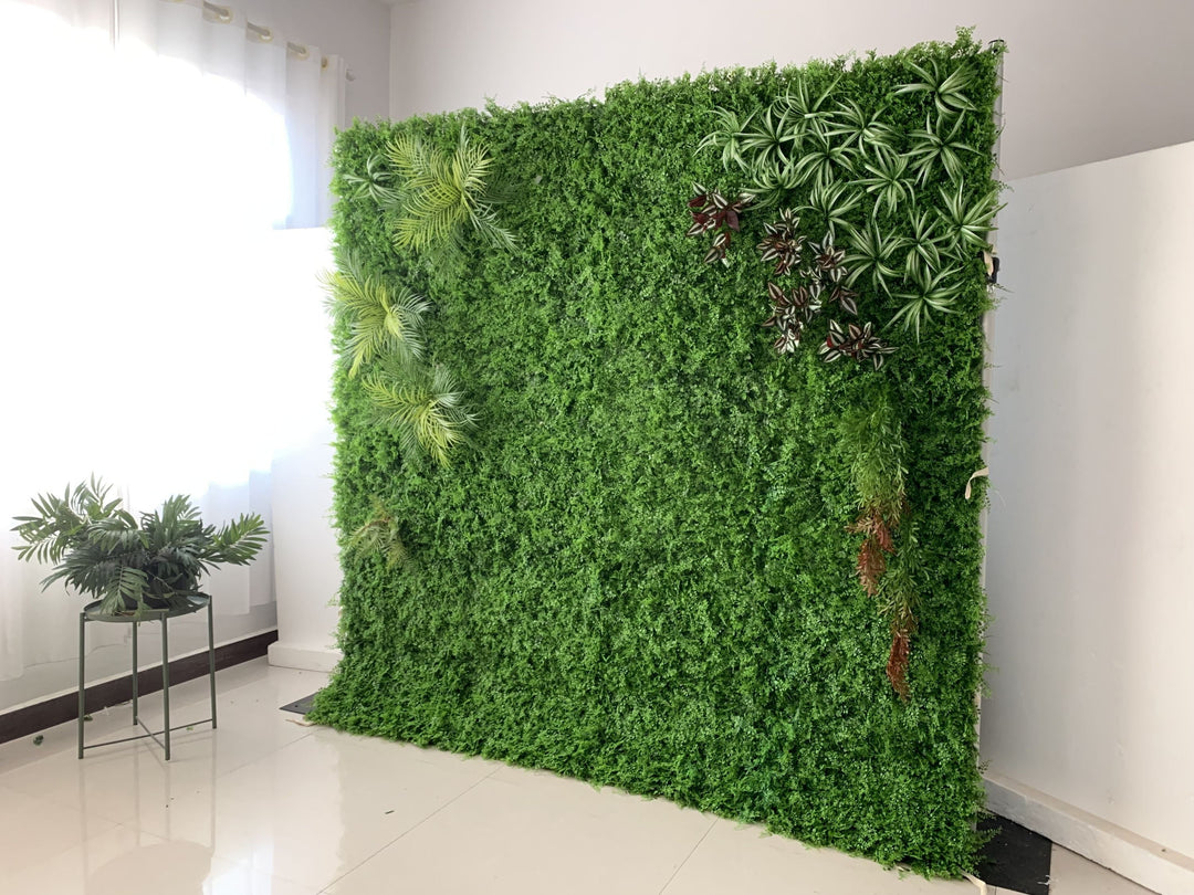 Green Fuchsias And Silk Ferns, Artificial Flower Wall, Wedding Party Backdrop