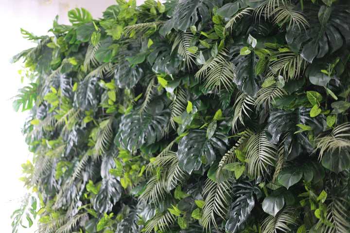 Green Silk Fern And Turtle Back Leaves Mixed Grass Wall, Artificial Flower Wall Backdrop