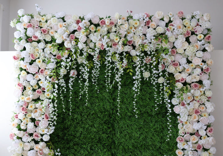 Mixed Colors Of Roses And Peonies And Grass Walls, Artificial Flower Wall Backdrop