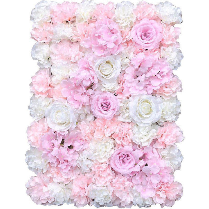 Pink Hydrangeas And Pink Rose, Artificial Flower Wall Backdrop