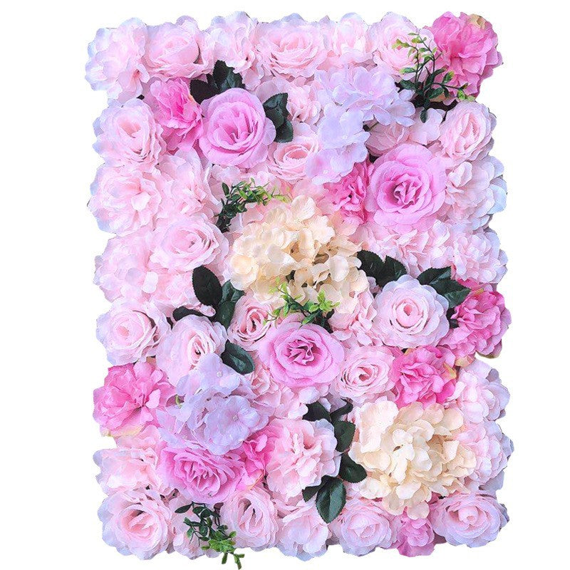Pink Hydrangeas And Pink Rose, Artificial Flower Wall Backdrop