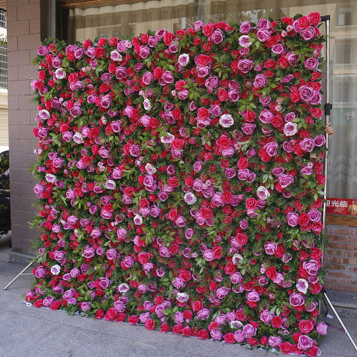 Luxury Purple Red Roses , Artificial Flower Wall, Wedding Party Backdrop