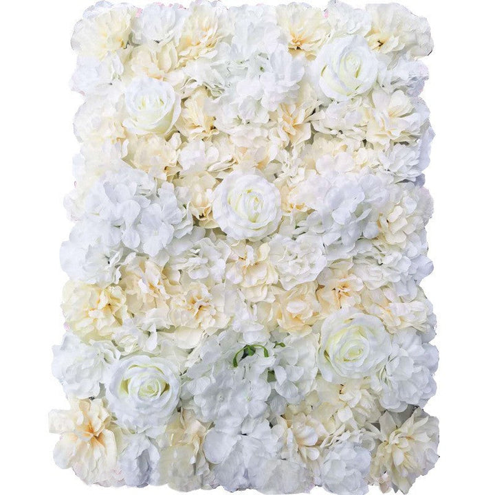 Champagne And White Hydrangeas And White Rose, Artificial Flower Wall Backdrop