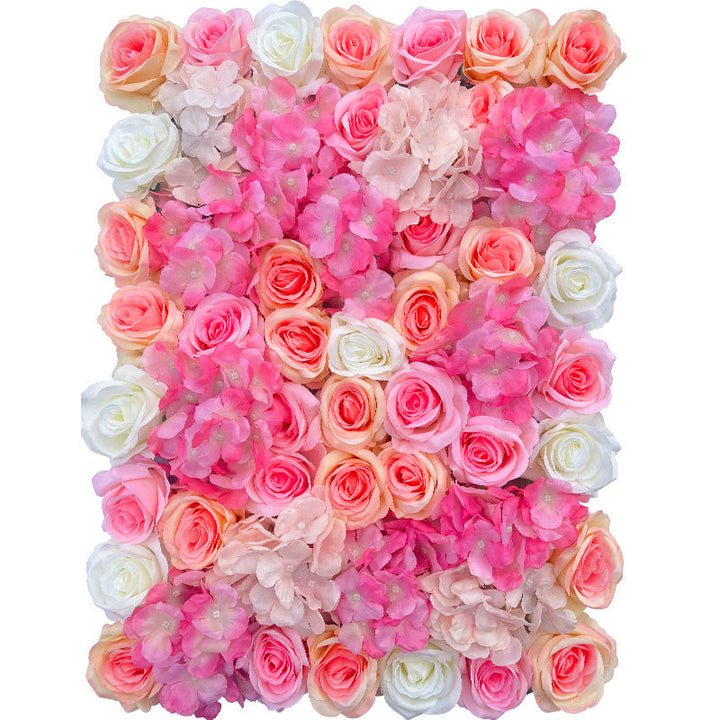 Pink Hydrangeas And Light Yellow Rose, Artificial Flower Wall Backdrop