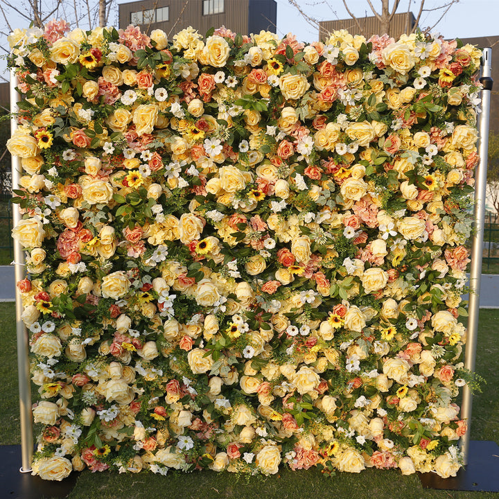Yellow Roses Gerbera, Artificial Flower Wall, Wedding Party Backdrop