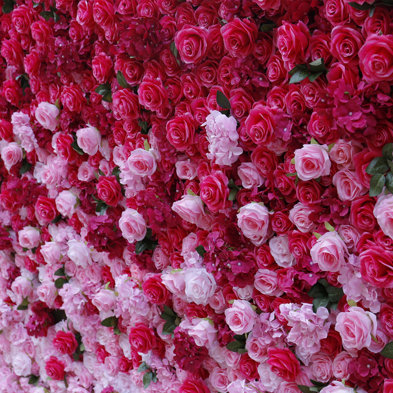 Pink Rose Gradient, Artificial Flower Wall, Wedding Party Backdrop