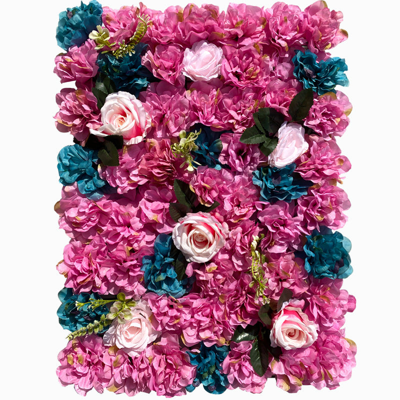 Coral Pink And Blue And Light Pink Rose, Artificial Flower Wall Backdrop