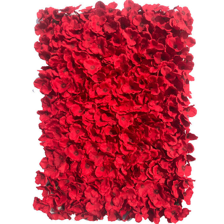 High Density Red Hydrangeas, Artificial Flower Wall Backdrop