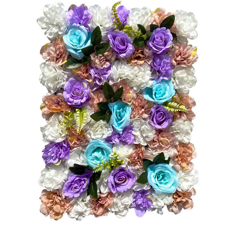 Champagne And Purple And Blue Rose, Artificial Flower Wall Backdrop