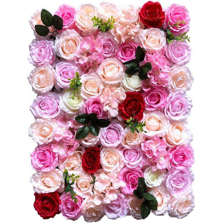 Mix Color Of Rose And Green Grass, Artificial Flower Wall Backdrop