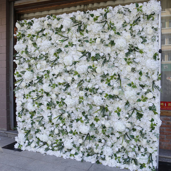 White Roses Hydrangeas Lilies, Artificial Flower Wall, Wedding Party Backdrop