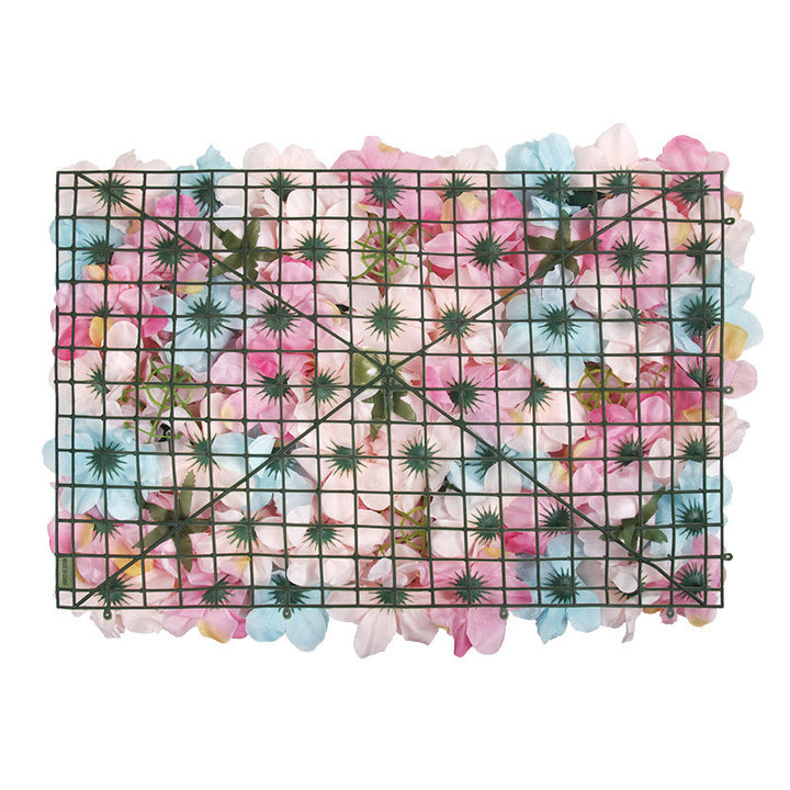Pink Rose With Milan Eucalyptus Grass, Artificial Flower Wall Backdrop