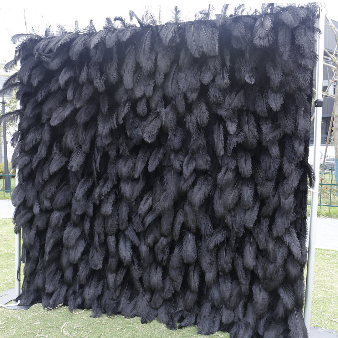 3D Black Feather, Artificial Flower Wall, Wedding Party Backdrop