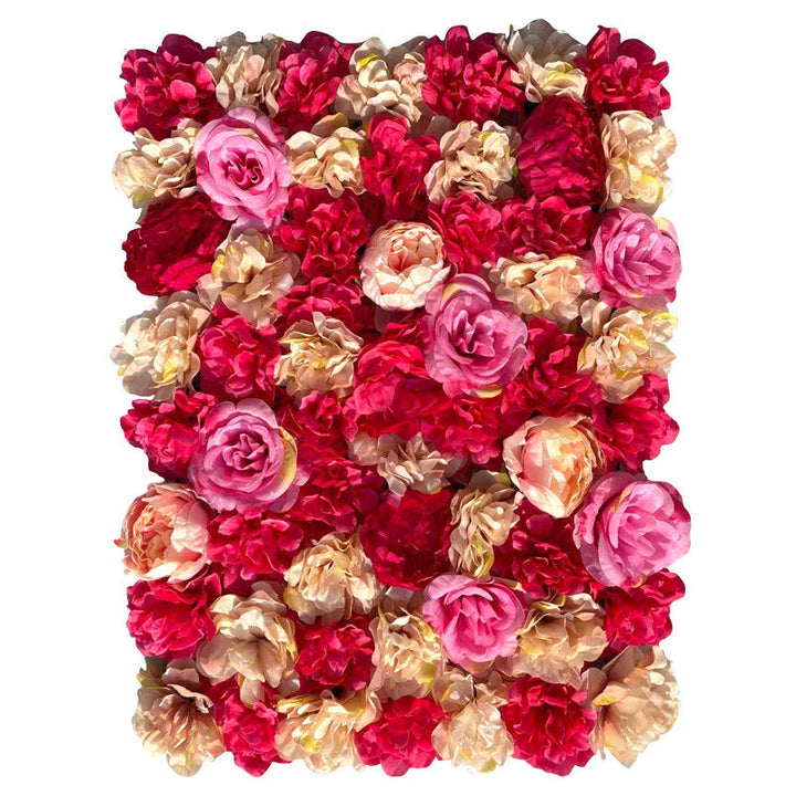 Rose Red Peony And Yellow Pink Rose, Artificial Flower Wall Backdrop