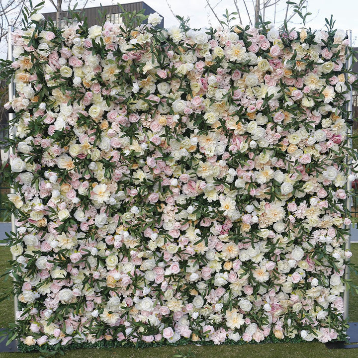 Light Pink Rose Hydrangea Land Lily Mix Flowers, Artificial Flower Wall Backdrop
