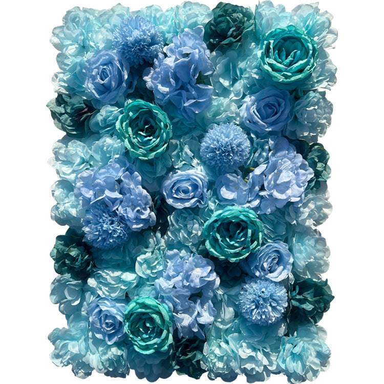 Blue Hydrangeas And Rose, Artificial Flower Wall Backdrop