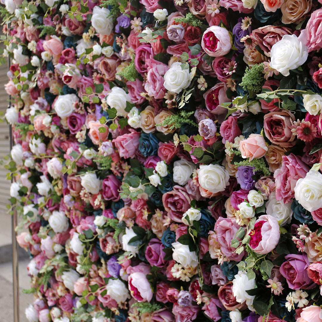 High-Density Mixed-Color Artificial Rose Flower Fake Flower Wall Background