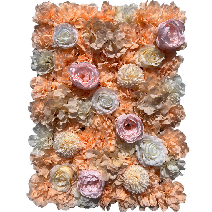Orange Hydrangeas And Pink Rose, Artificial Flower Wall Backdrop