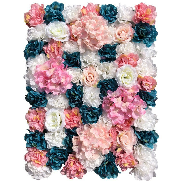 Blue And Pink Hydrangeas And White Rose, Artificial Flower Wall Backdrop
