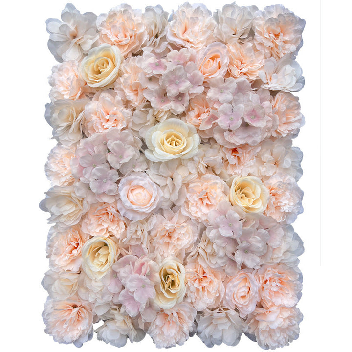 Champagne Carnation And Light Yellow Rose, Artificial Flower Wall Backdrop