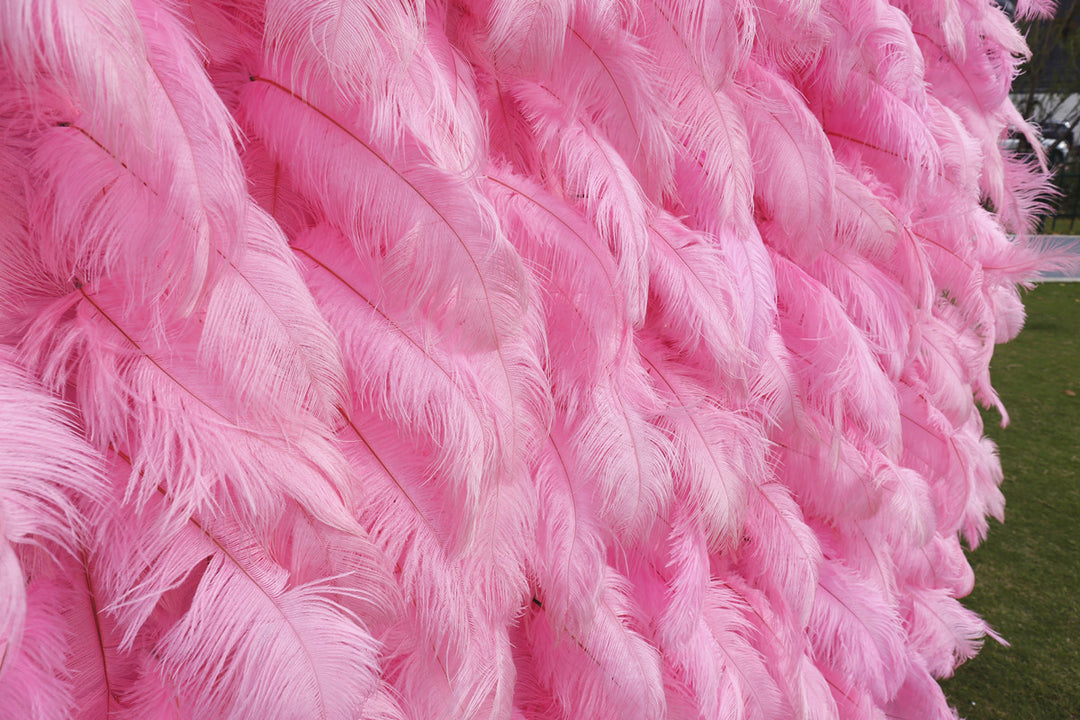 3D Pink Feather, Artificial Flower Wall, Wedding Party Backdrop