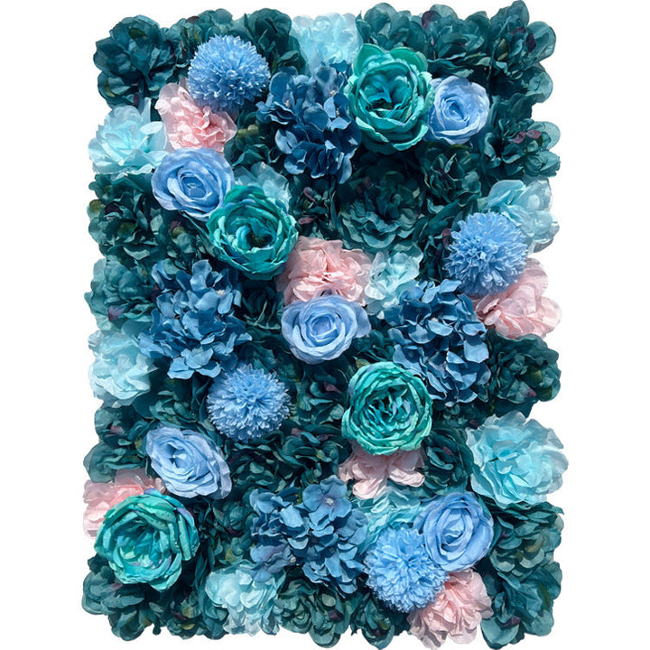 Dark Blue Hydrangeas And Rose, Artificial Flower Wall Backdrop