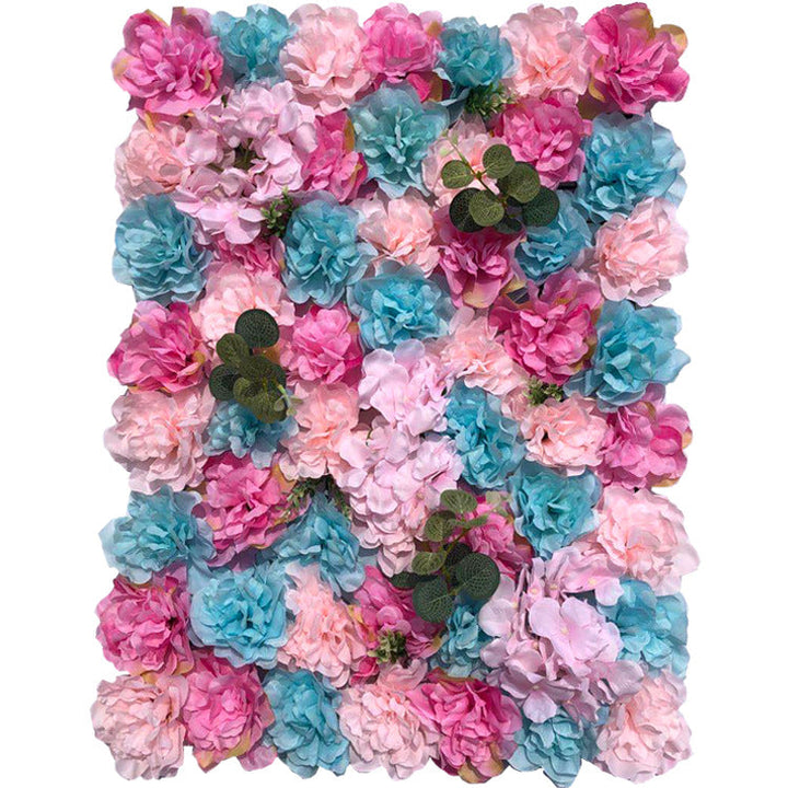 Pink And Blue Eucalyptus Leaves, Artificial Flower Wall Backdrop