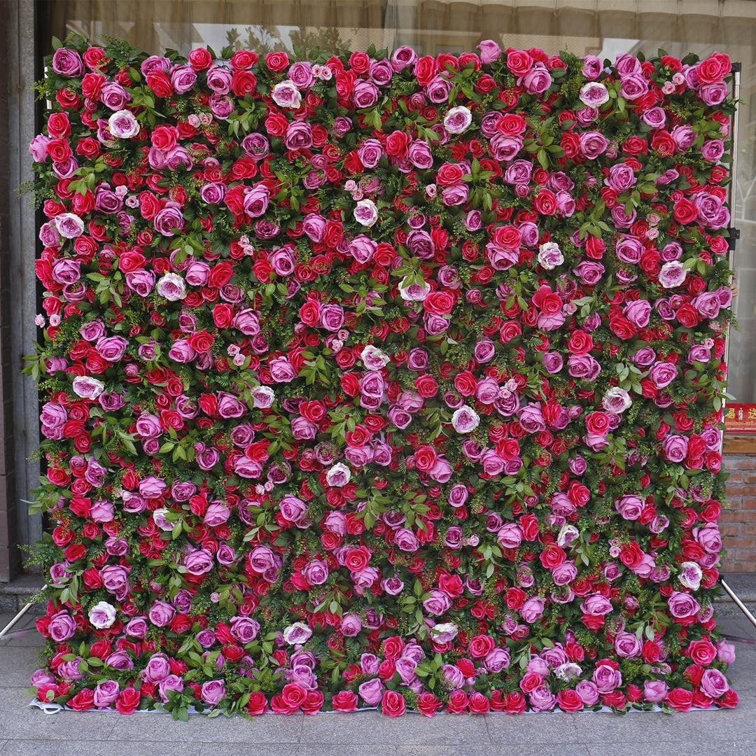 Luxury Purple Red Roses , Artificial Flower Wall, Wedding Party Backdrop