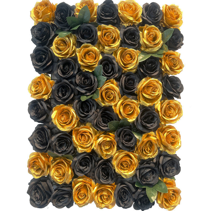 Black And Gold Rose, Artificial Flower Wall Backdrop