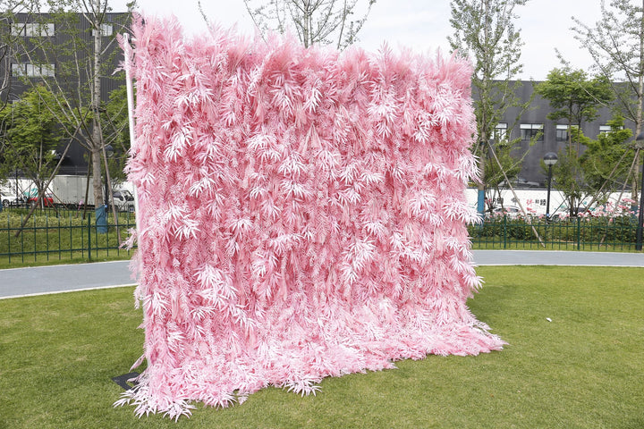 Pink Feather, Artificial Flower Wall, Wedding Party Backdrop