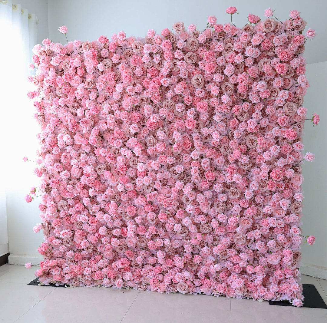 Pink Roses, 5D, Fabric Backing Artificial Flower Wall