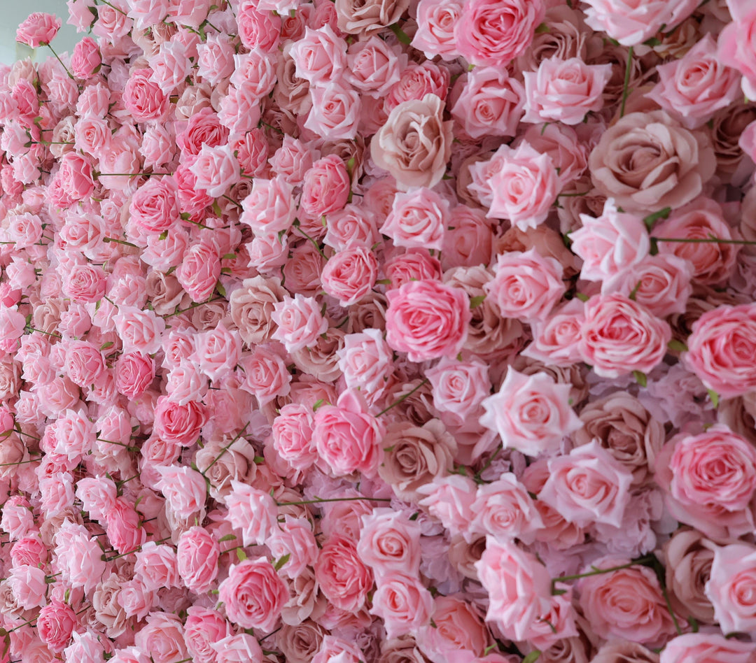 Pink Roses, 5D, Fabric Backing Artificial Flower Wall