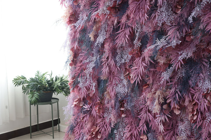 Purple Mixed Grass Wall, Artificial Flower Wall, Wedding Party Backdrop