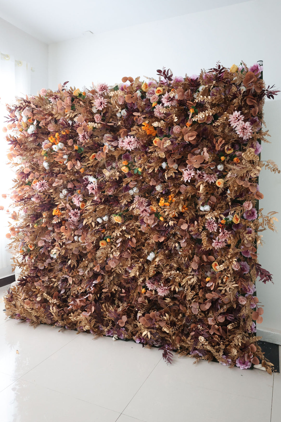Wall Of Mixed Flowers And Plants, Artificial Flower Wall, Wedding Party Backdrop