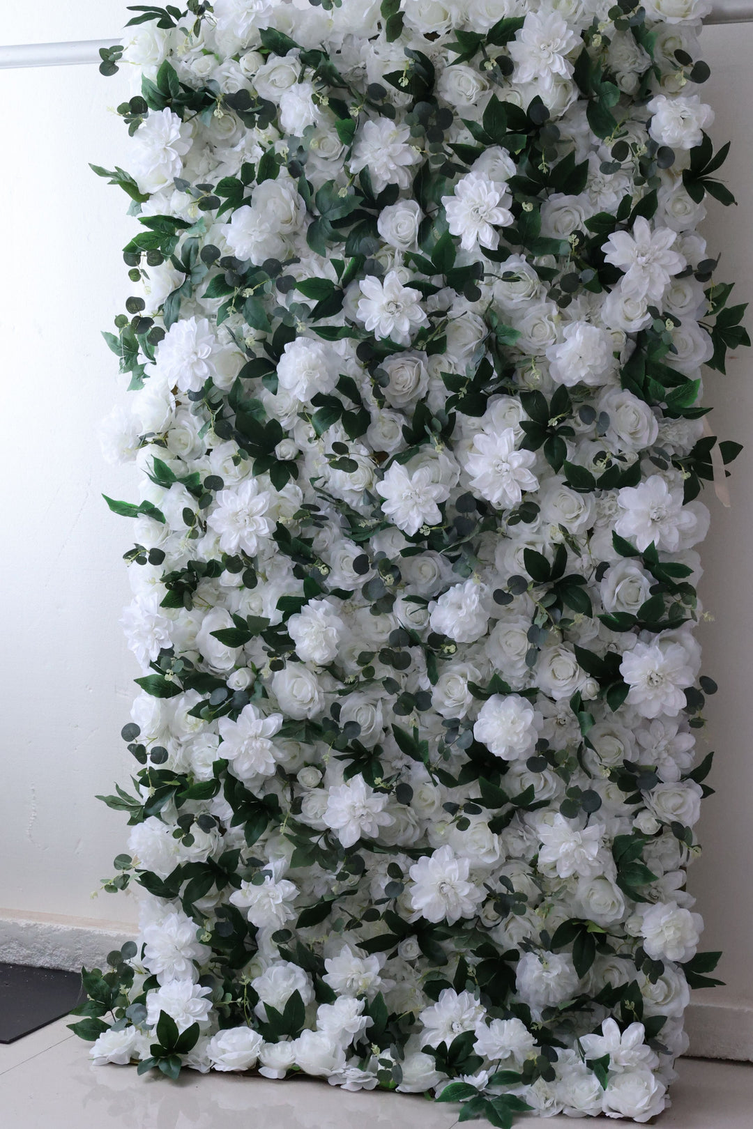 White Dahlia, Reed Pampas Grass, Artificial Flower Wall, Wedding Party Backdrop