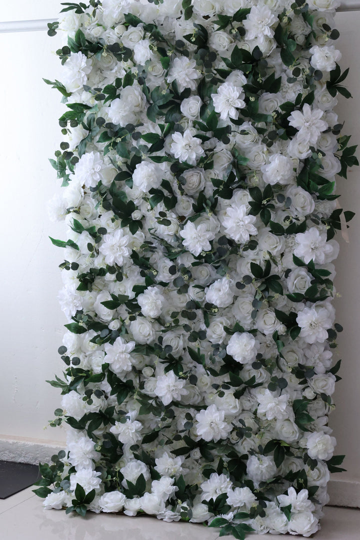 White Dahlia, Reed Pampas Grass, Artificial Flower Wall, Wedding Party Backdrop