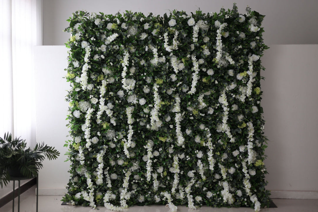 White Goldfish Grass And Green Leaves, Artificial Flower Wall, Wedding Party Backdrop