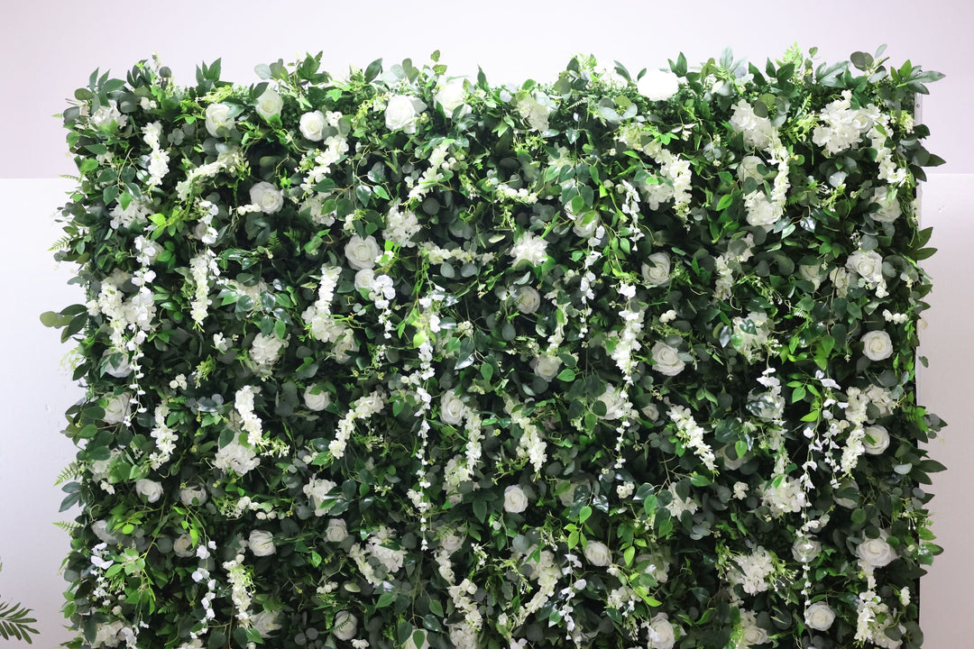 White Lapis Lazuli And Green Leaves, Artificial Flower Wall, Wedding Party Backdrop