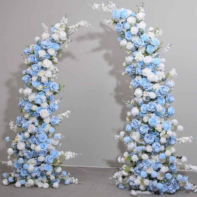 Blue And White Roses, Floral Arch Set, Wedding Arch Backdrop, Including Frame