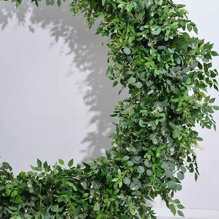 Mixed Green Leaves Round, Floral Arch, Wedding Arch Backdrop, Including Frame