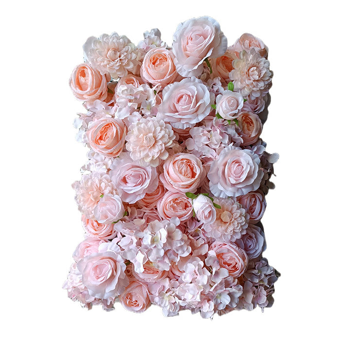 3D Blush Pink Roses And Hydrangeas, Artificial Flower Wall Backdrop