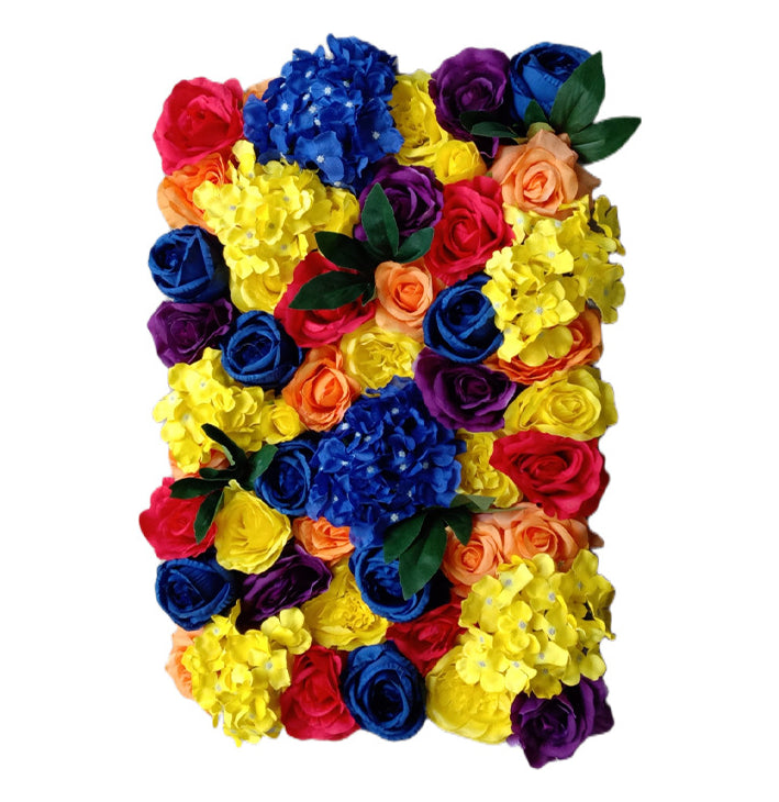 3D Mixed Color Roses And Yellow Hydrangeas, Artificial Flower Wall Backdrop