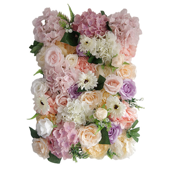 3D Orange And Pink Roses With Hydrangeas, Artificial Flower Wall Backdrop