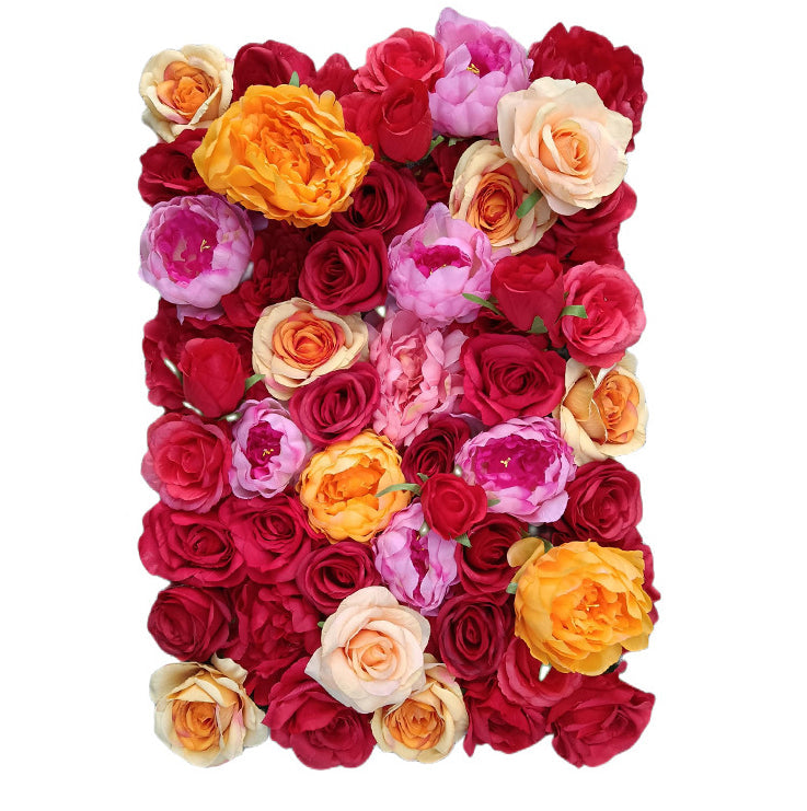 3D Red Roses With Pink And Orange Peonies, Artificial Flower Wall Backdrop