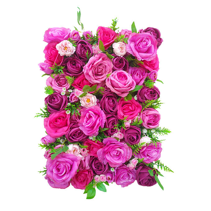 3D Rose-Red Roses With Green Leaves, Artificial Flower Wall Backdrop