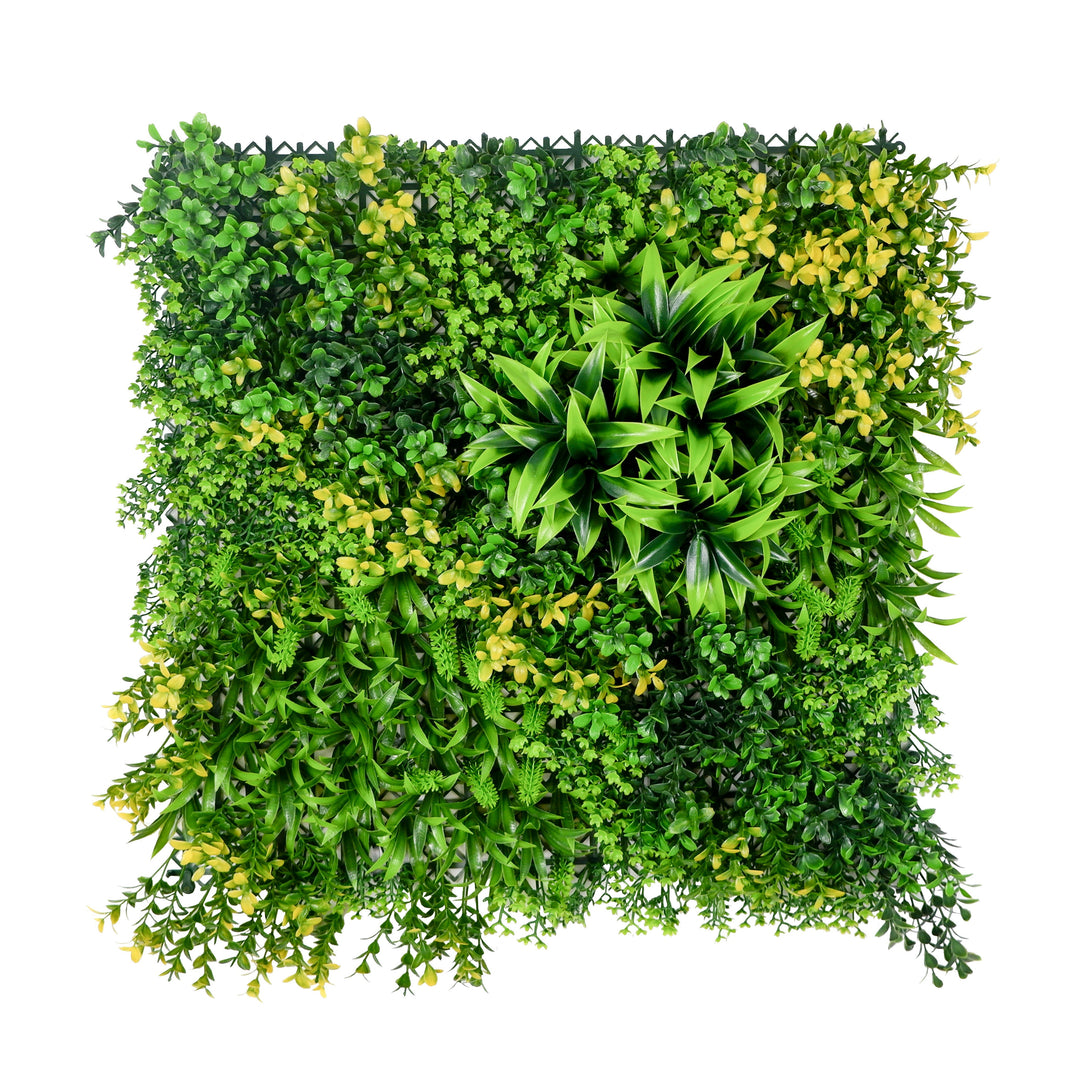 Agave Tip Leaves With Lavender And Gypsophila Artificial Green Wall Panels, Faux Plant Wall
