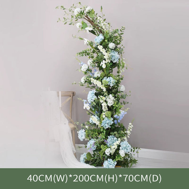 Light Blue, White, Green Arch Flowers, Blue Artificial Flowers, Diy Wedding Flowers