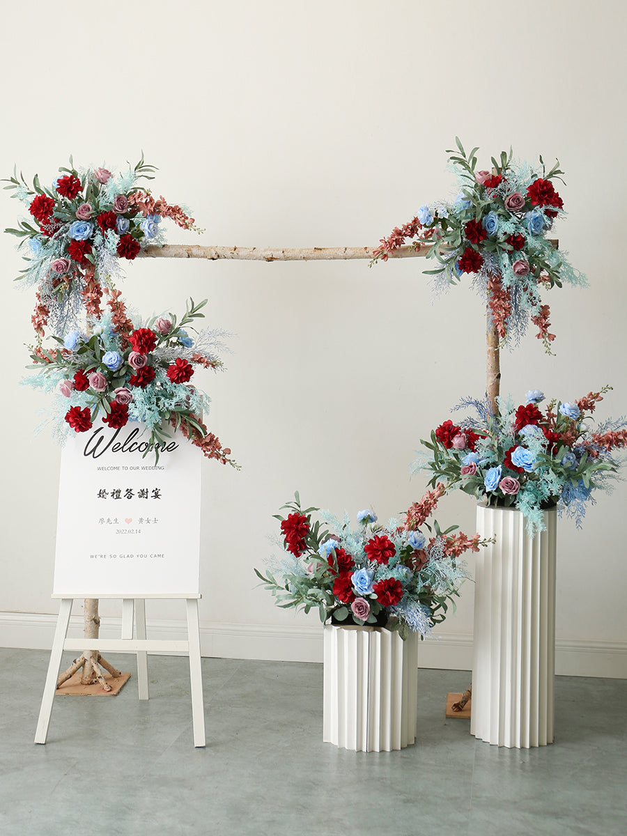 Blue & Red Wedding Style, Blue Artificial Flowers, Diy Wedding Flowers