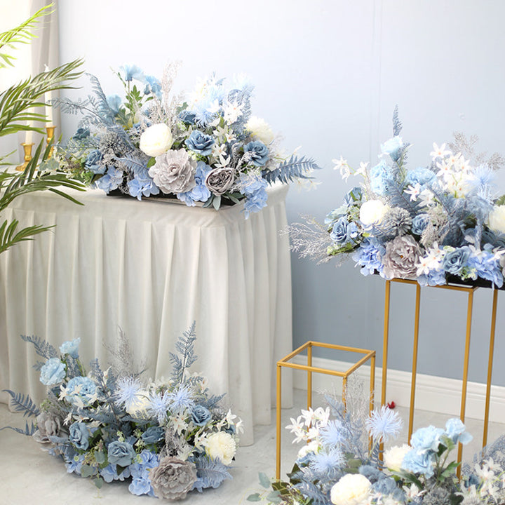 Grey Blue Wedding Style, Blue Artificial Flowers, Diy Wedding Flowers